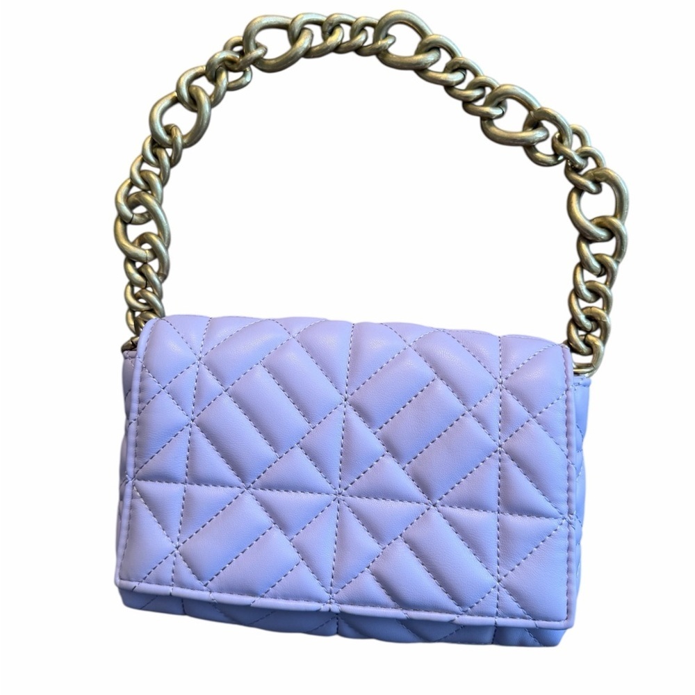 Zara Quilted Lavender Chain Strap Shoulder Bag